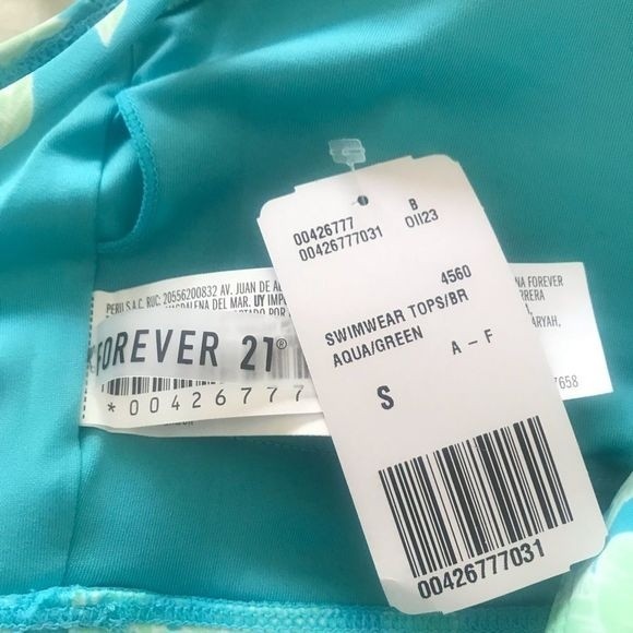 FOREVER 21 Swimwear Top Aqua/ Green Size S - Picture 3 of 4